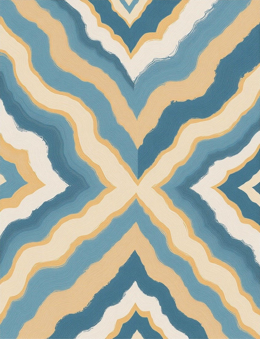 Oceanic Chevron Wavy Stripe Design Rug
