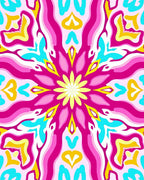 Vibrant Floral Kaleidoscopic Pattern Rug