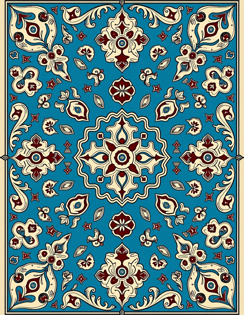 Intricate Floral Medallion Pattern Rug