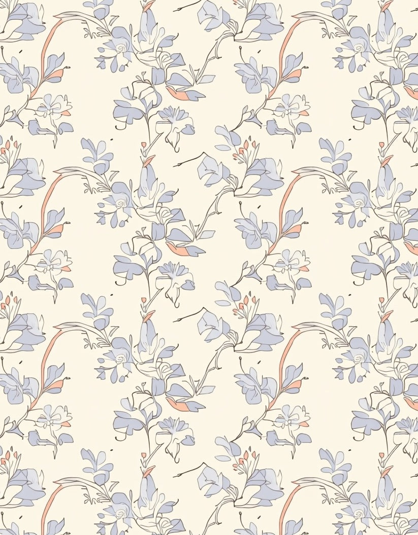Delicate Pastel Floral Vine Pattern Rug