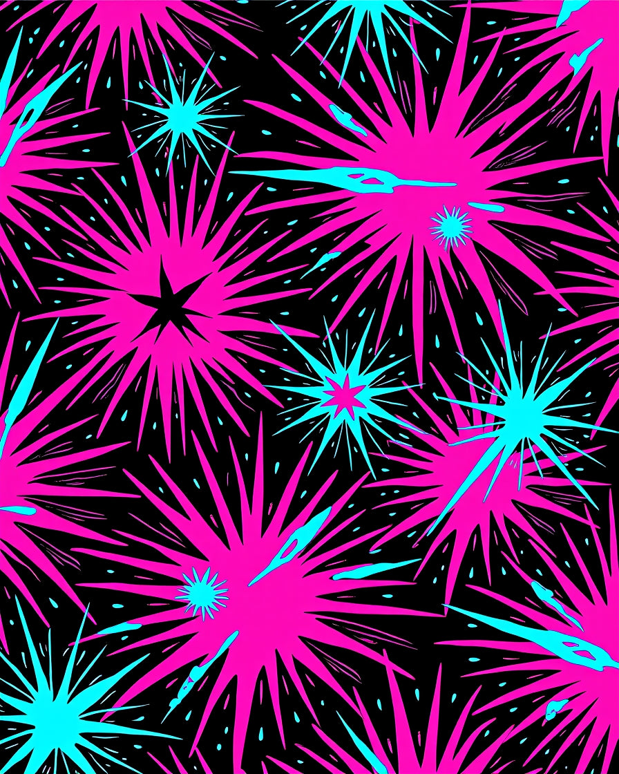Vibrant Neon Starburst Explosion Rug