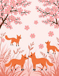 Whimsical Foxes Among Cherry Blossoms Rug