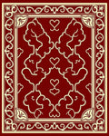 Regal Heart Motif Decorative Floral Rug
