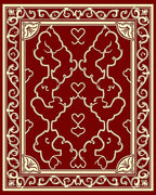 Regal Heart Motif Decorative Floral Rug