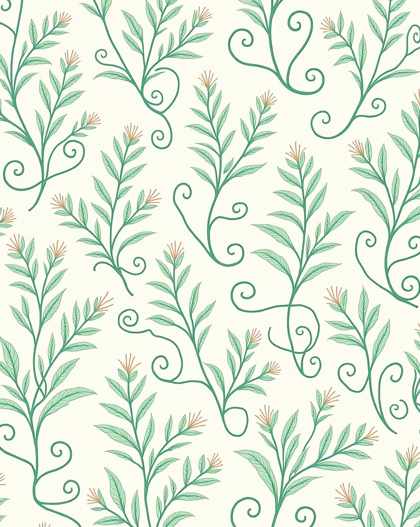 Botanical Swirl Vines Pattern Rug