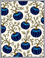 Deep Blue Pumpkin Vine Pattern Rug
