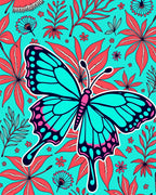 Tropical Butterfly Leaf Pattern Rug