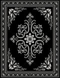 Classic Black White Floral Damask Pattern Rug