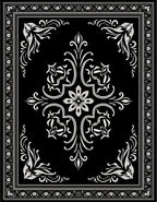 Classic Black White Floral Damask Pattern Rug