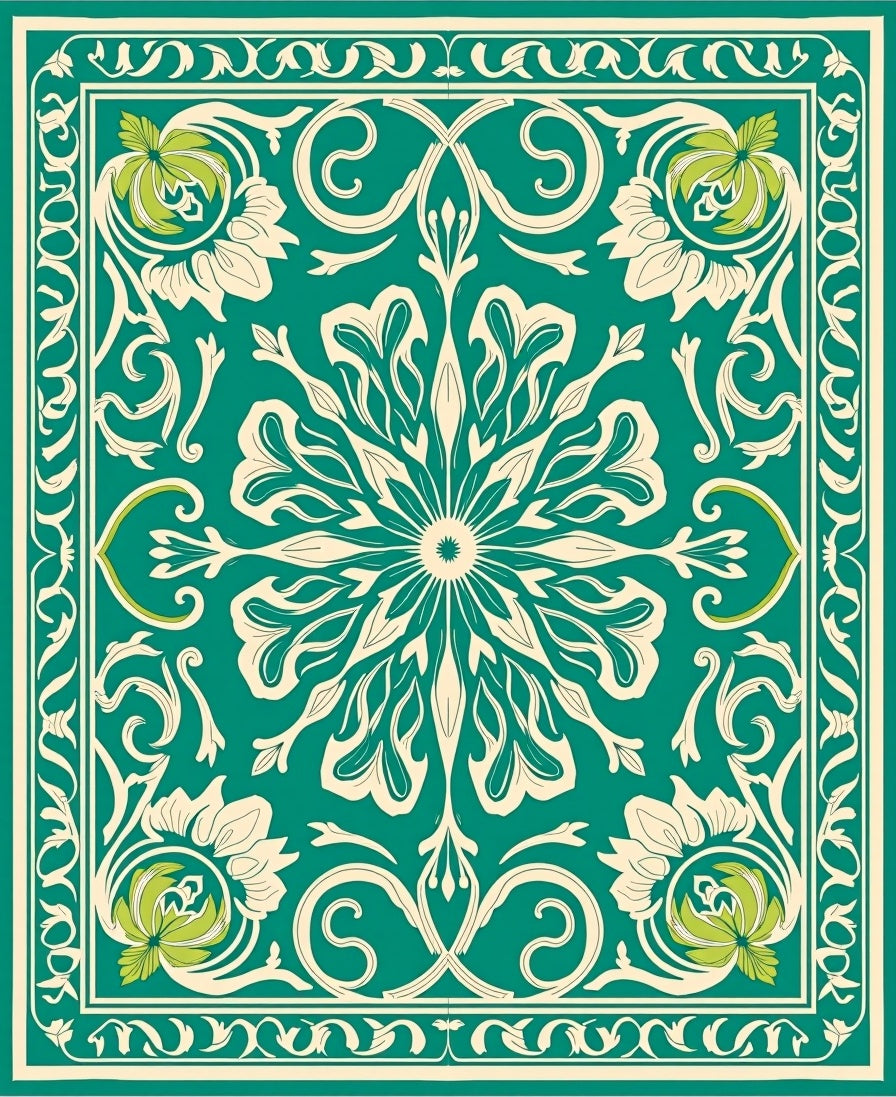 Art Nouveau Floral Mandala Design Rug