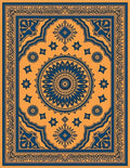 Bold Blue Mandala Geometric Pattern Rug