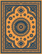 Bold Blue Mandala Geometric Pattern Rug