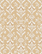 Classic Damask White Beige Pattern Rug