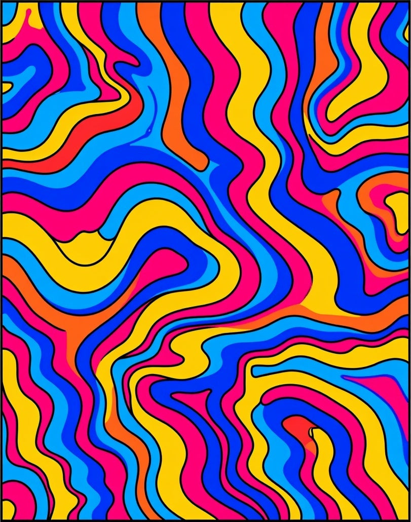 Psychedelic Wavy Bold Color Swirl Rug