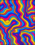 Psychedelic Wavy Bold Color Swirl Rug