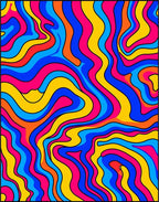 Psychedelic Wavy Bold Color Swirl Rug