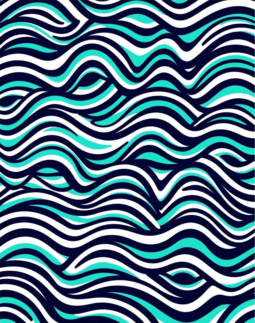 Abstract Aqua Wave Pattern Rug