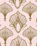 Gold Fan and Scroll Mid-Century Pattern Rug
