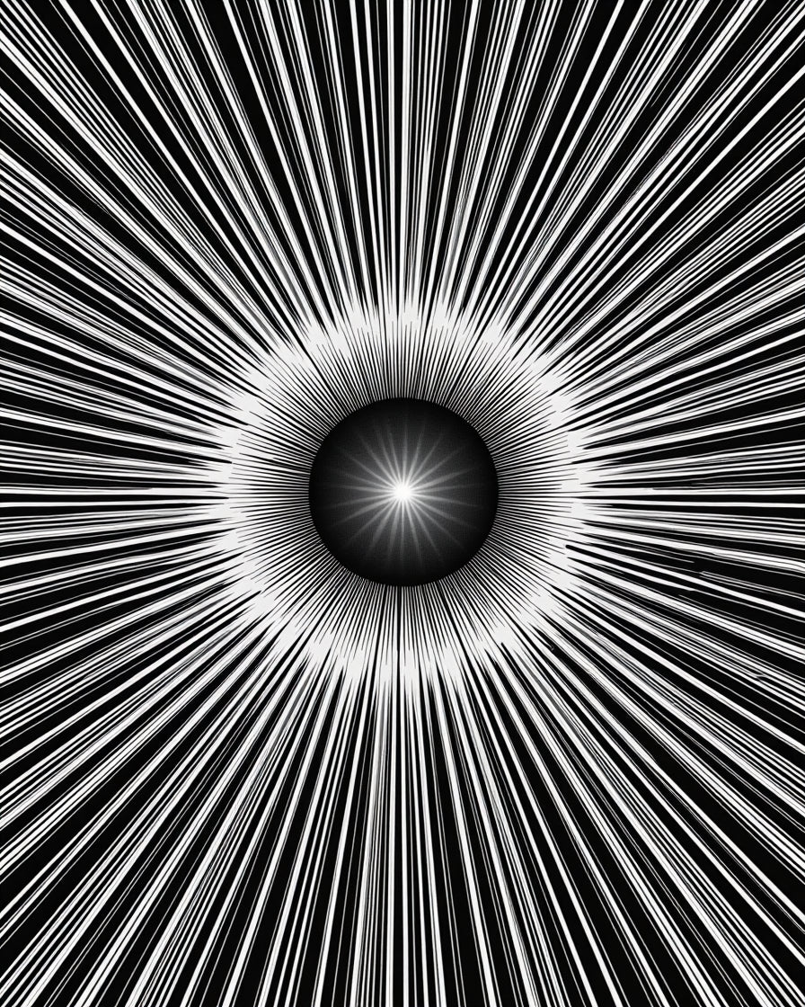 Radiant Burst Black White Design Rug