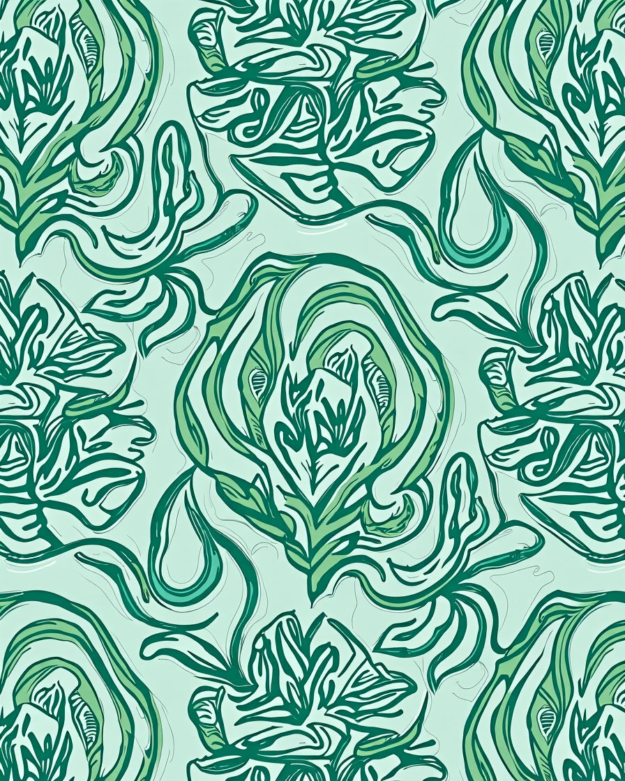 Whimsical Botanical Swirls Pattern Rug