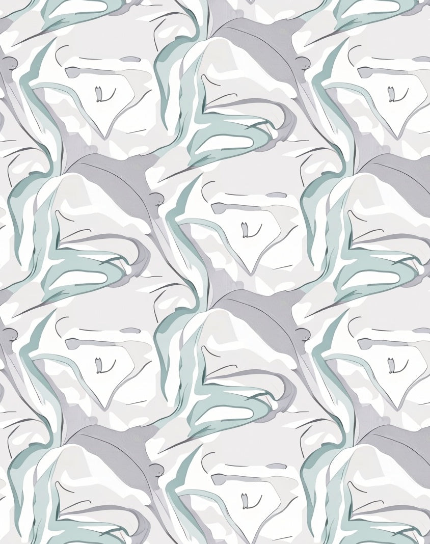 Abstract Swirls Light Gray Mint Rug