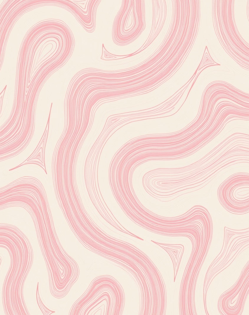 Abstract Swirl Pattern Pink Rug