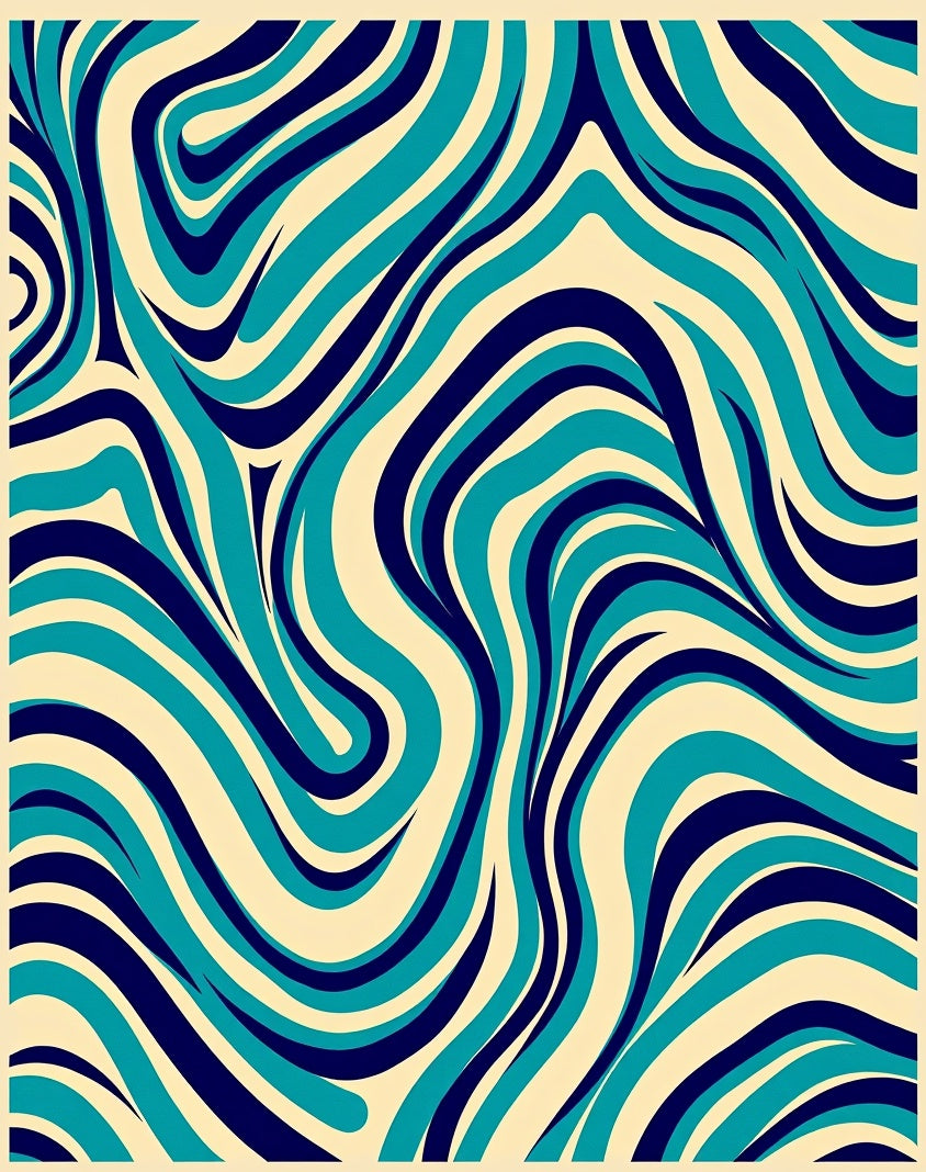 Swirling Aqua Navy Abstract Design Rug