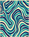 Swirling Aqua Navy Abstract Design Rug