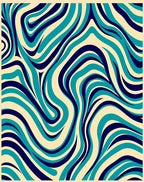 Swirling Aqua Navy Abstract Design Rug