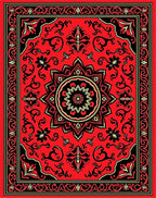 Ornate Red Floral Mandala Area Rug