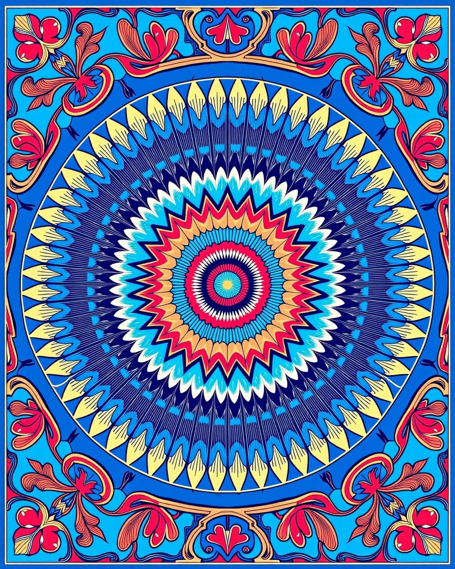 Colorful Mandala Floral Medallion Design Rug