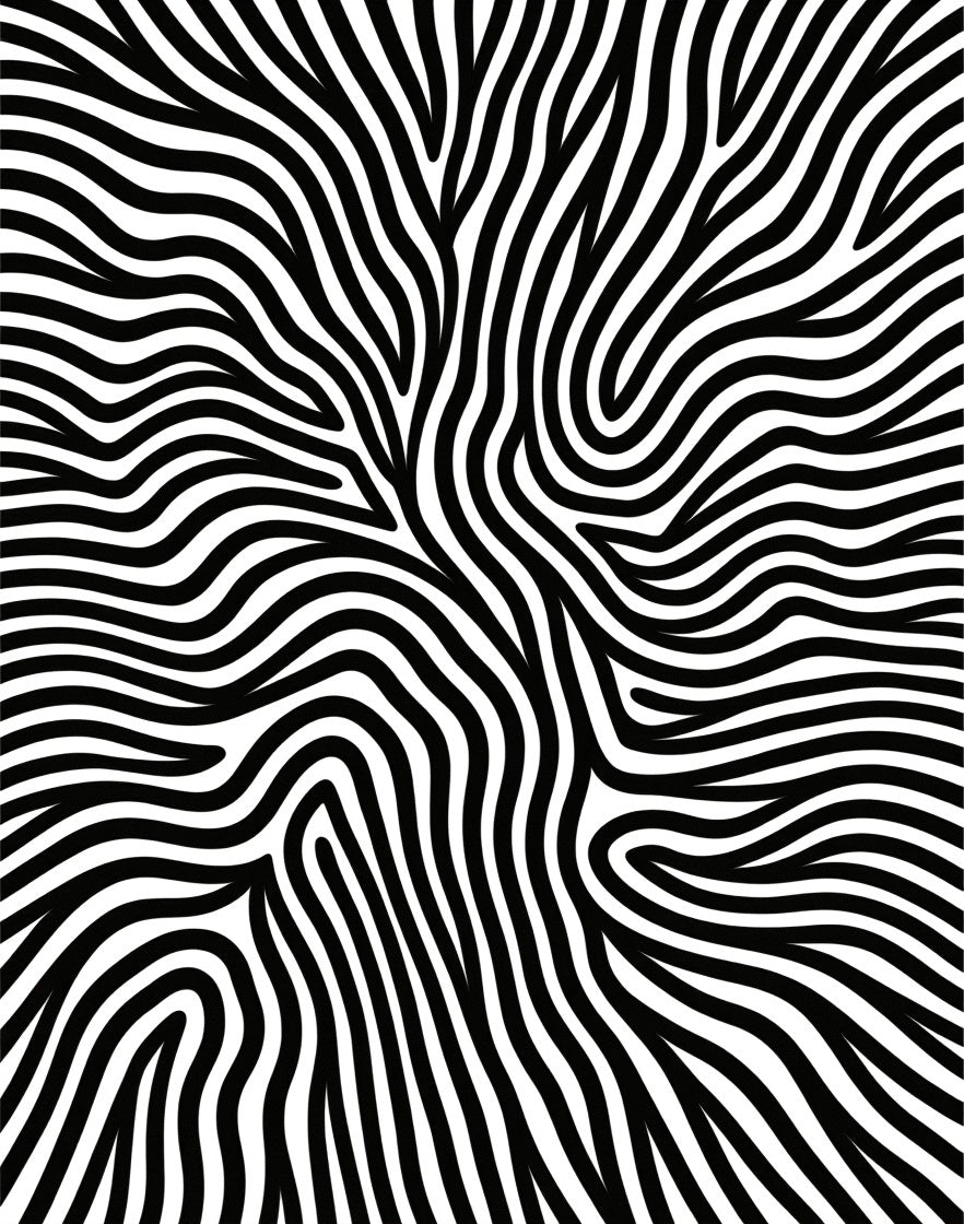 Modern Wavy Black White Pattern Rug