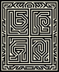 Abstract Black White Maze Design Rug