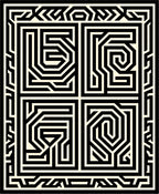 Abstract Black White Maze Design Rug