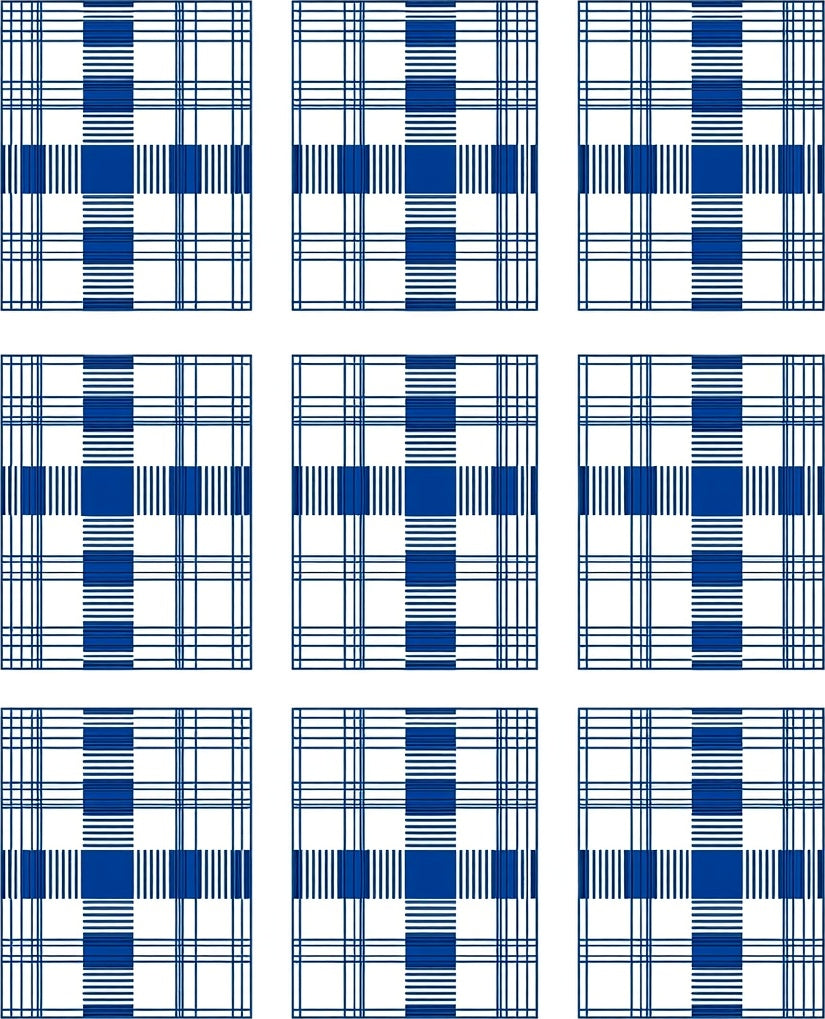 Classic Blue White Gingham Plaid Rug