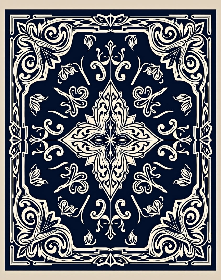 Classic Floral Scrollwork Motif Rug