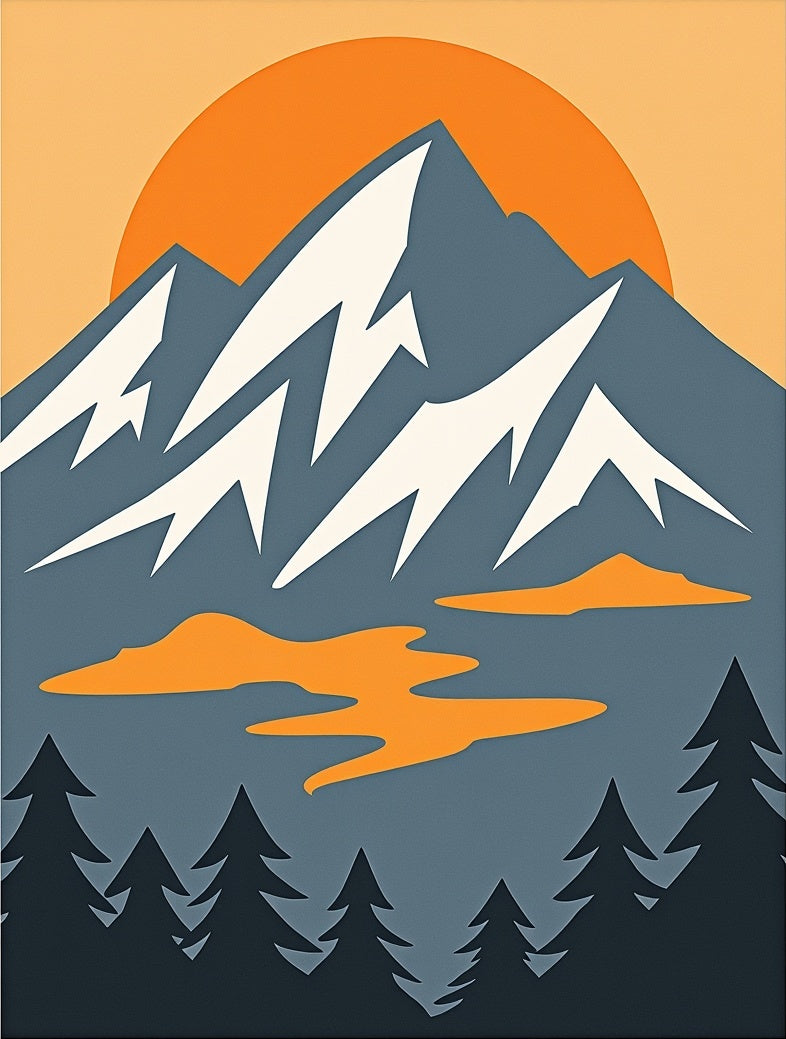 Bold Mountain Landscape With Sunset Rug