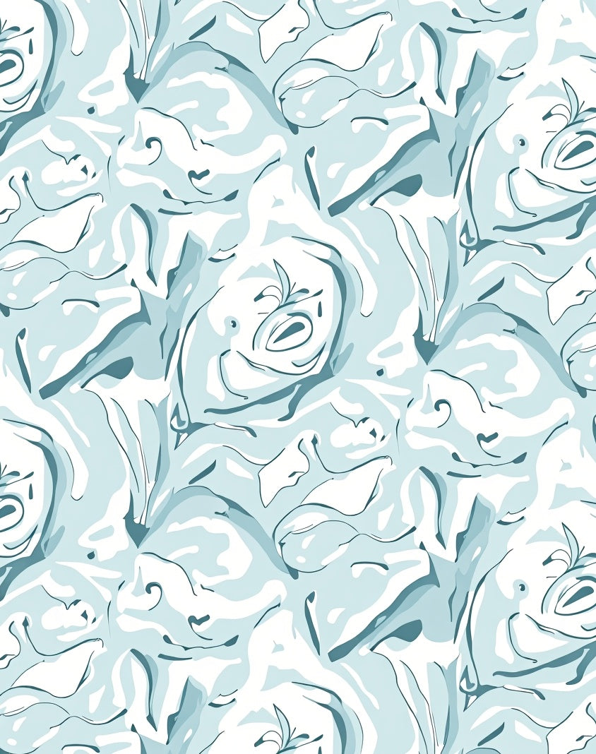 Light Teal Abstract Swirl Pattern Rug