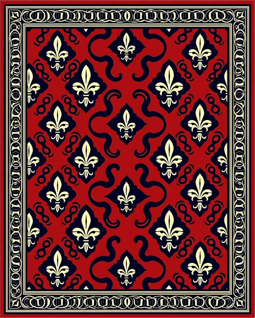 Regal Fleur de Lis Motif Rug