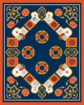 Abstract Geometric Blue Orange Pattern Rug