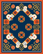 Abstract Geometric Blue Orange Pattern Rug