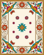 Vibrant Floral Medallion Cream Rug