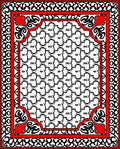 Bold Red Black Graphic Pattern Rug