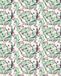 Abstract Swirls Green Plum Design Rug