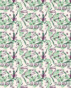 Abstract Swirls Green Plum Design Rug