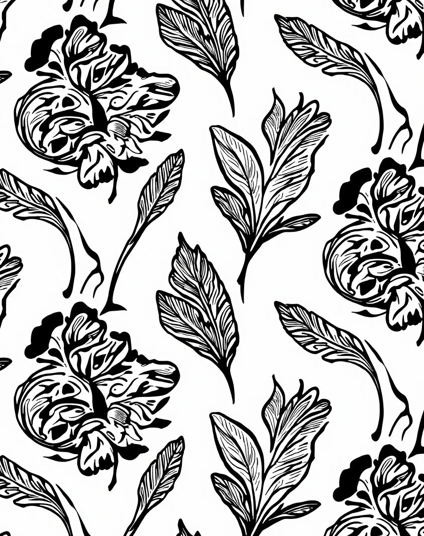 Bold Floral Feather Pattern Design Rug