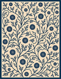 Navy Floral Vine Art Rug