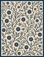 Navy Floral Vine Art Rug