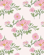 Sweet Pink Floral Branch Pattern Rug