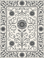 Floral Swirls With Sunflower Motif Rug